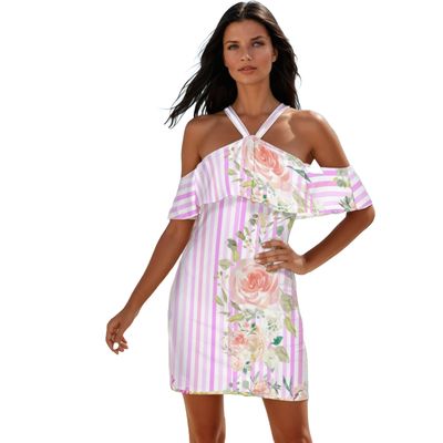 Cold Shoulder Cami Dress With Ruffle