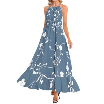 Ruffle Hem Halter Neck Maxi Dress Ruffle Hem Halter Neck Maxi Dress