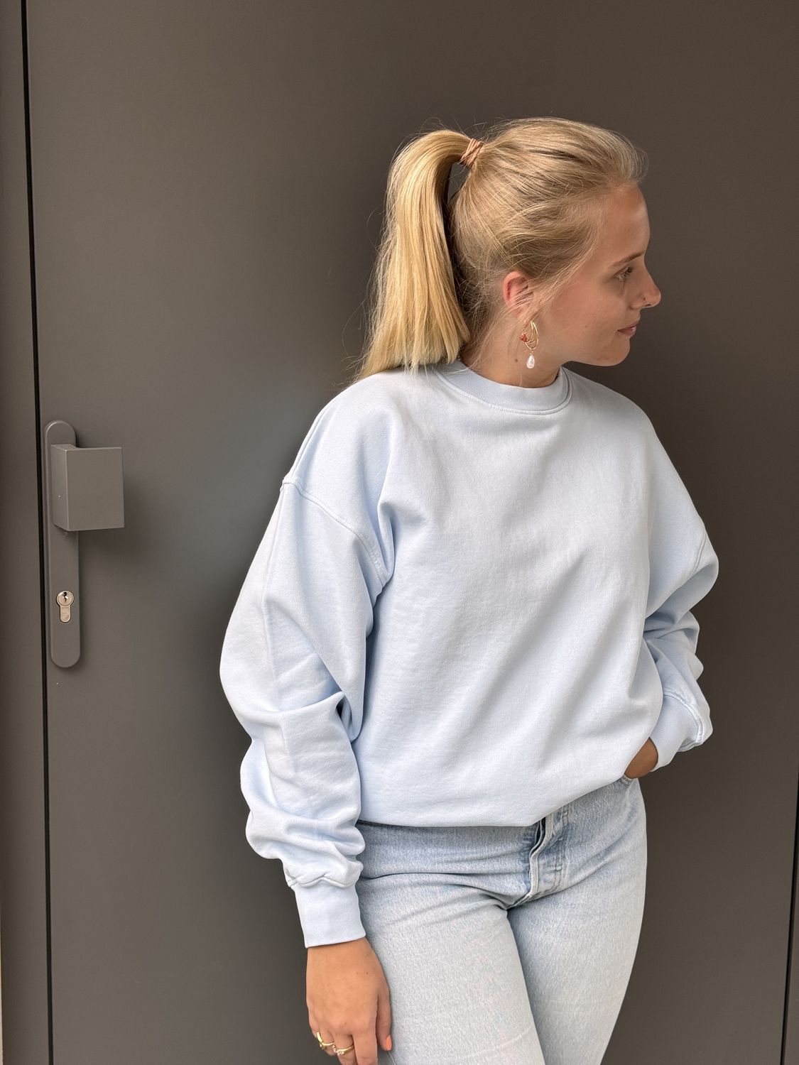 Oversized crew polar blue
