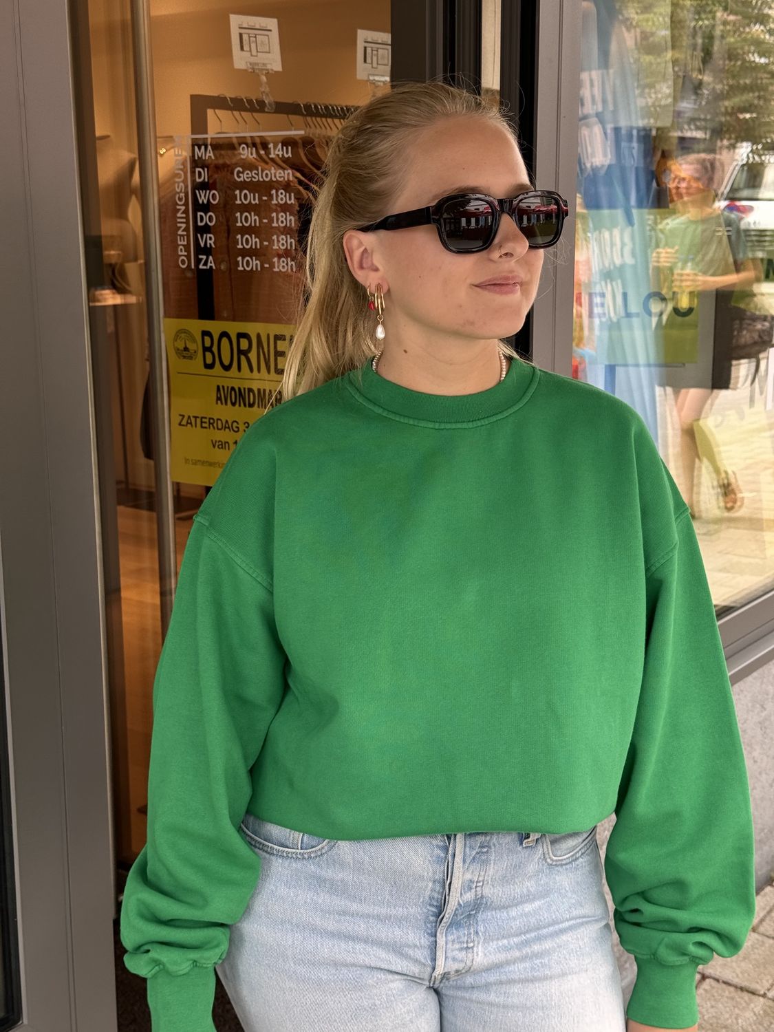 Oversized crew Kelly green
