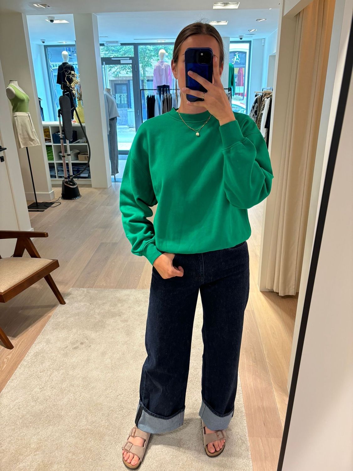 Oversized crew Kelly green