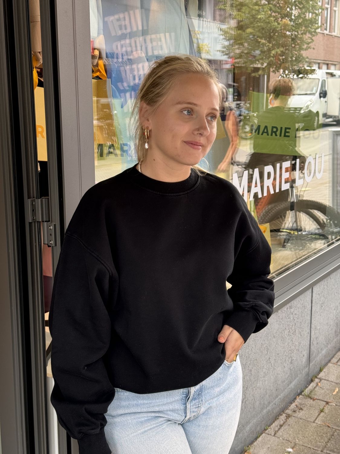 Organic oversized crew deep black