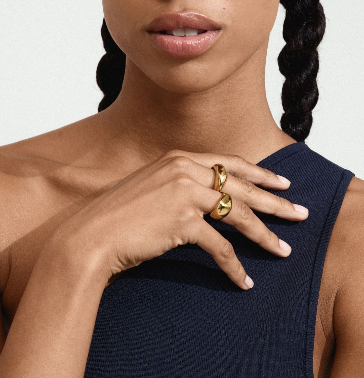 Dune rings, 2 in 1 set gold plated