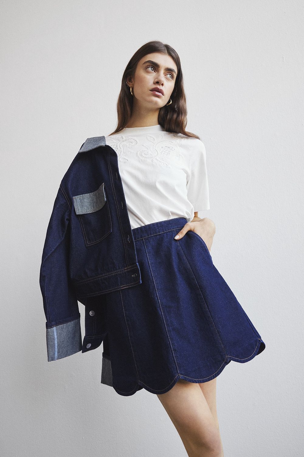 Yasmaria HW short denim skirt
