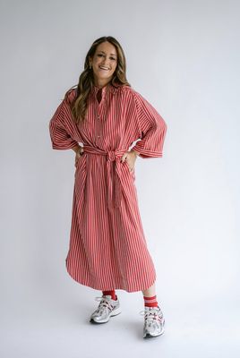 IVY DRESS RED WHITE STRIPE