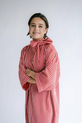 IVY DRESS RED WHITE STRIPE