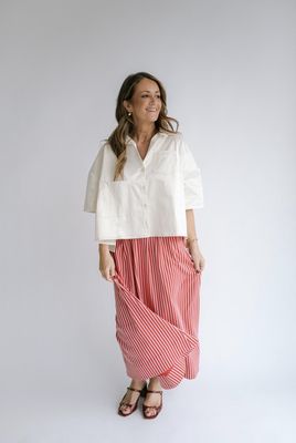 JAX SKIRT RED WHITE STRIPE