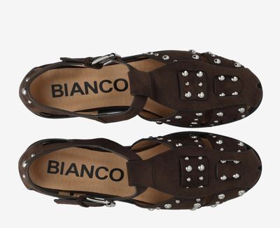 BIAHELEN studded fisherman sandal faux suede