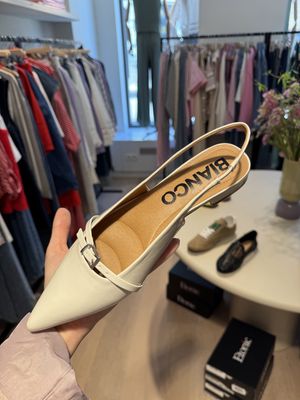 Biabari pointy flat slingback faux leather