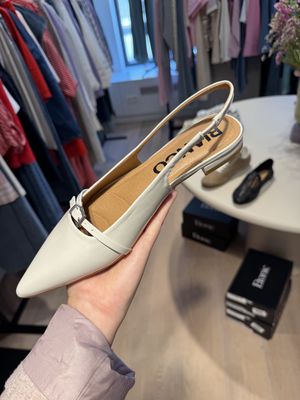 Biabari pointy flat slingback faux leather