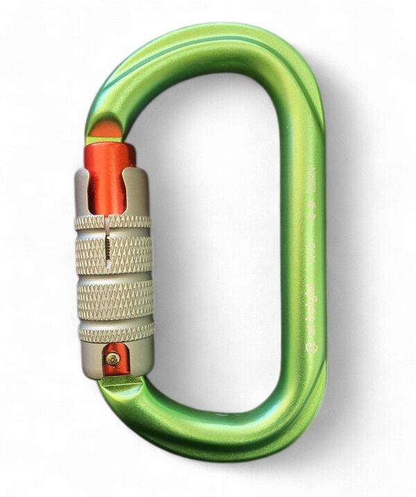 ALLOY OVAL TRIPLE ACTION 25kN CARABINER - GREEN