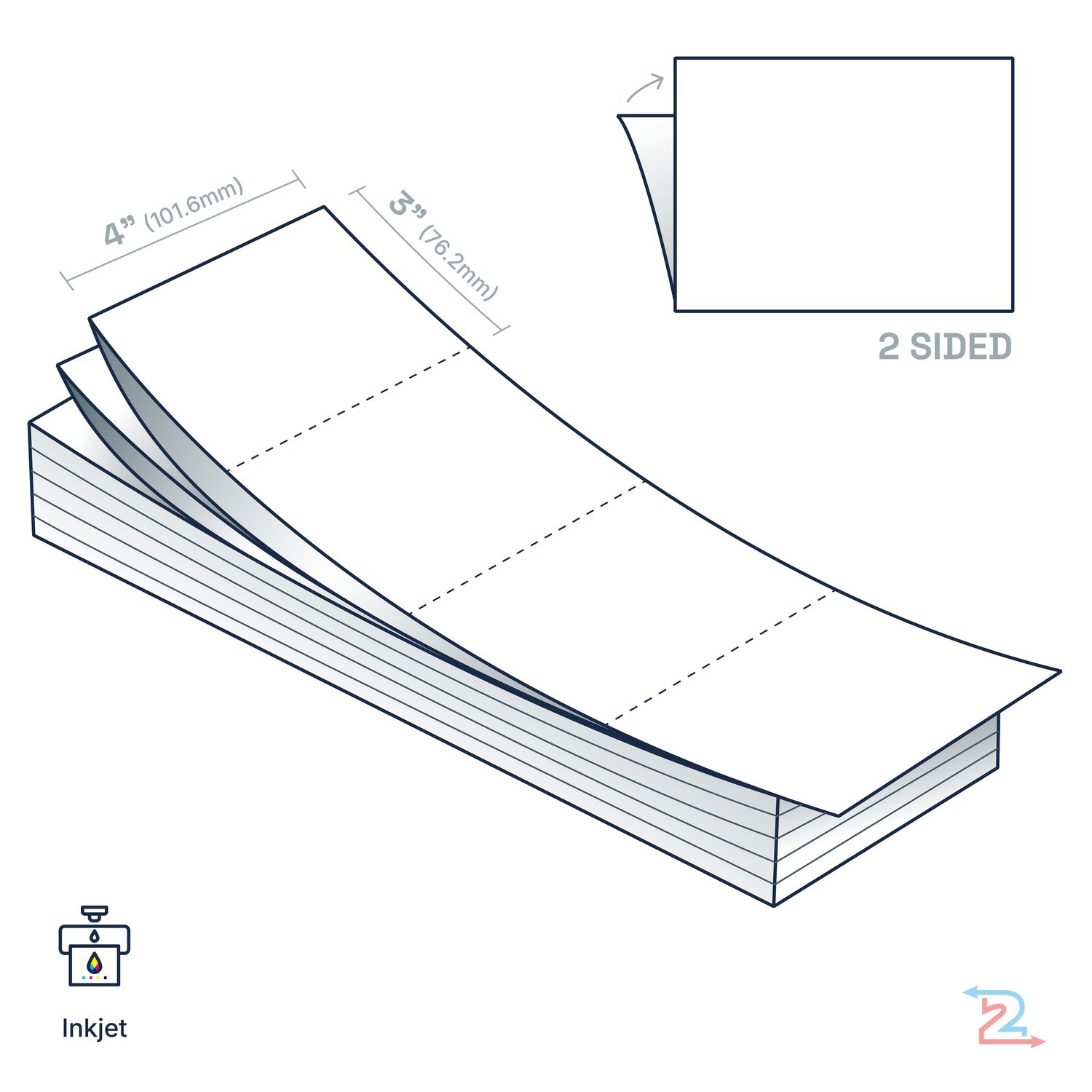 250 Double-Sided Paper Name Badges for Epson Inkjet Printer 4" x 3"