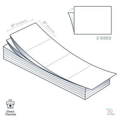 250 Double-Sided Paper Name Badges for Zebra Printer 4" x 3"