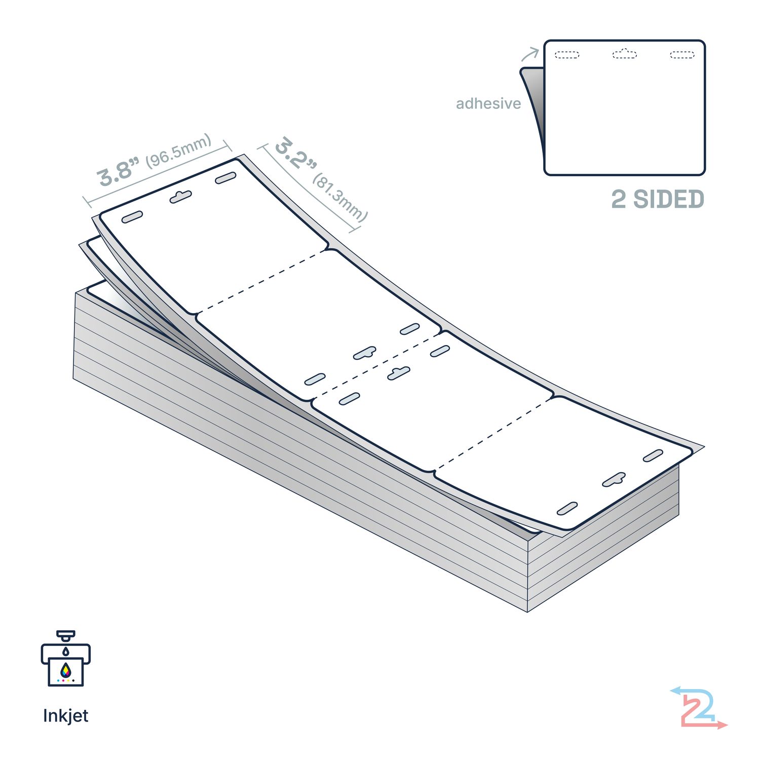 250 Butterfly ExpoBadge, Tear Resistant for Epson InkJet Printer 3.8" x 3.2" w/ 3 slots