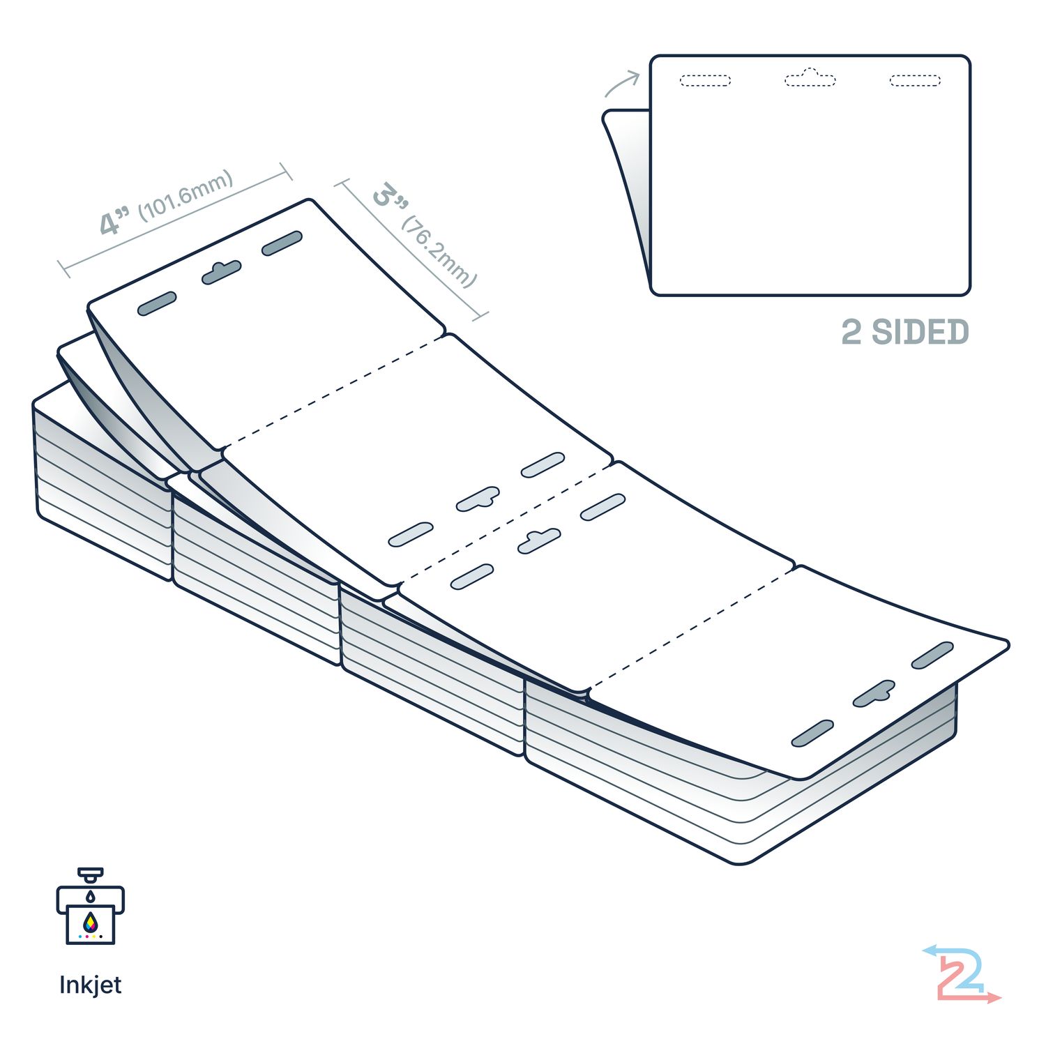 250 Double-Sided, Tear Resistant Name Badges for Epson Inkjet Printer 4" x 3" with 3 Slots
