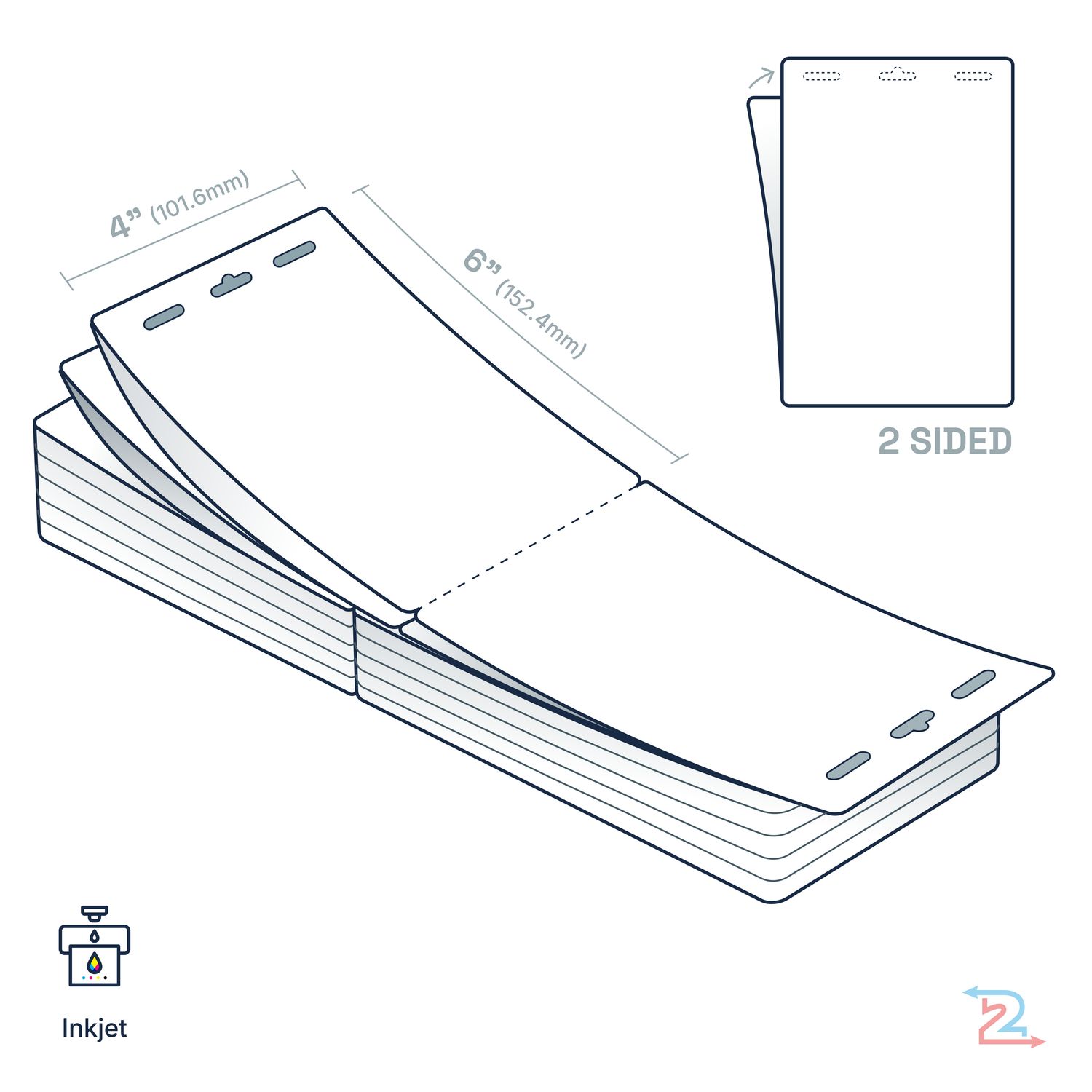 250 Double-Sided, Tear Resistant Name Badges for Epson Inkjet Printer 4" x 6" with 3 Slots
