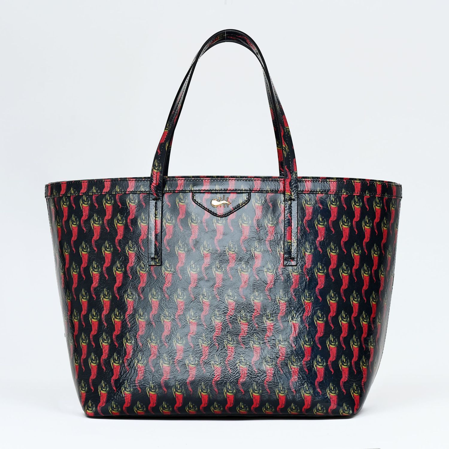 VITA MIA Tote Bag Black Patent Leather