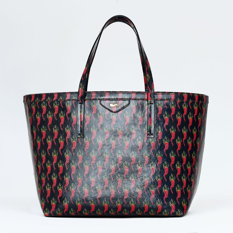 VITA MIA Tote Bag Black Patent Leather
