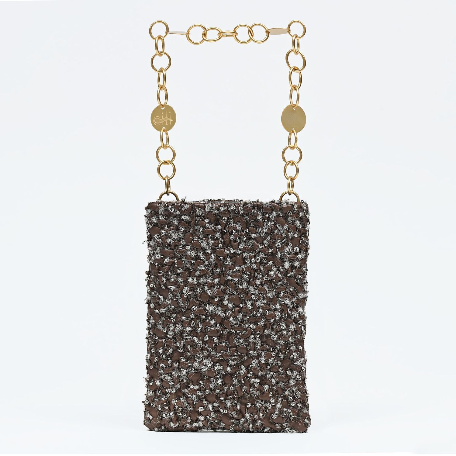 TARANTELLA Borsa con Catena Brown Wool Bouclè