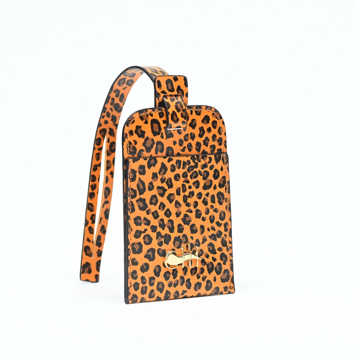 JAMME BELL' Tag Orange Mini Leopard Leather