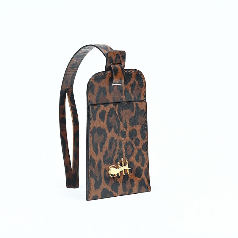 JAMME BELL' Tag Brown Leopard Nappa Leather