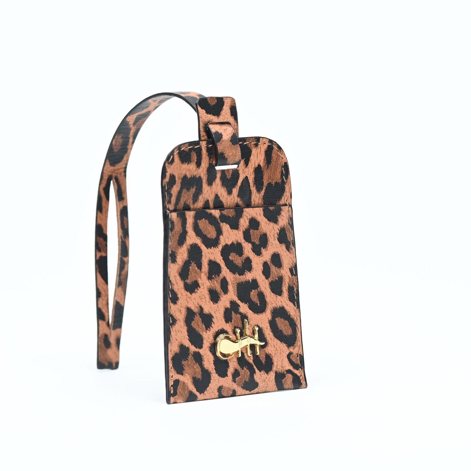 JAMME BELL' Tag Pink Beige Leopard Leather