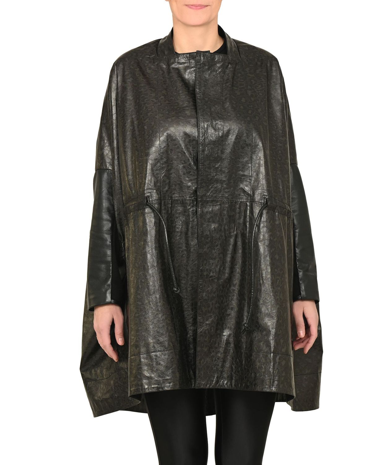 PAZZIELLA Outwear Dark Gray Leopard Nappa Leather