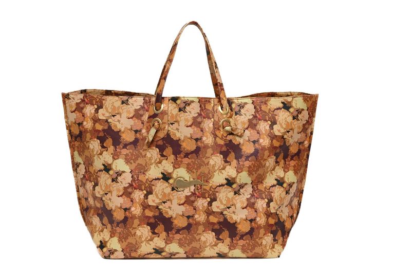 MAREA Maxi Tote Bag Flower Brown Deluxe Leather