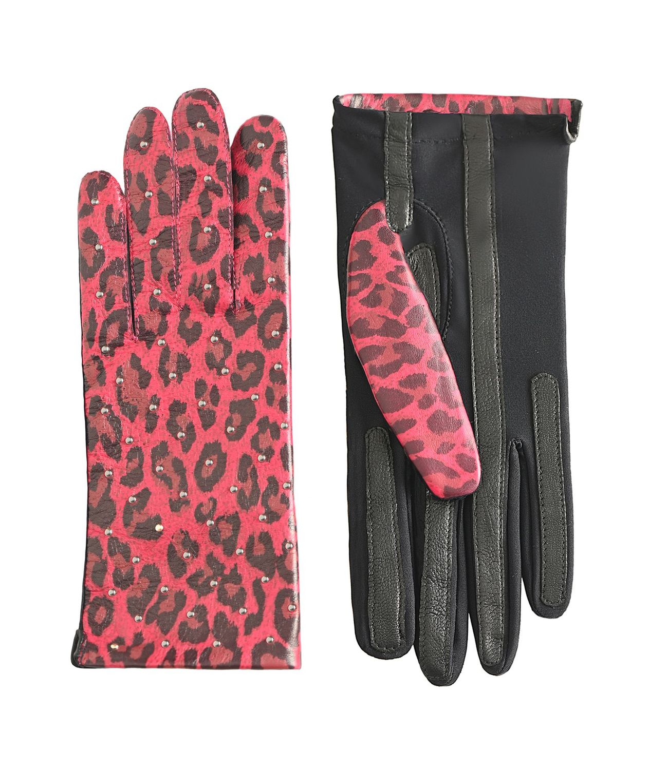 MANELLA Gloves – Fucsia Nappa with Gunmetal Studs