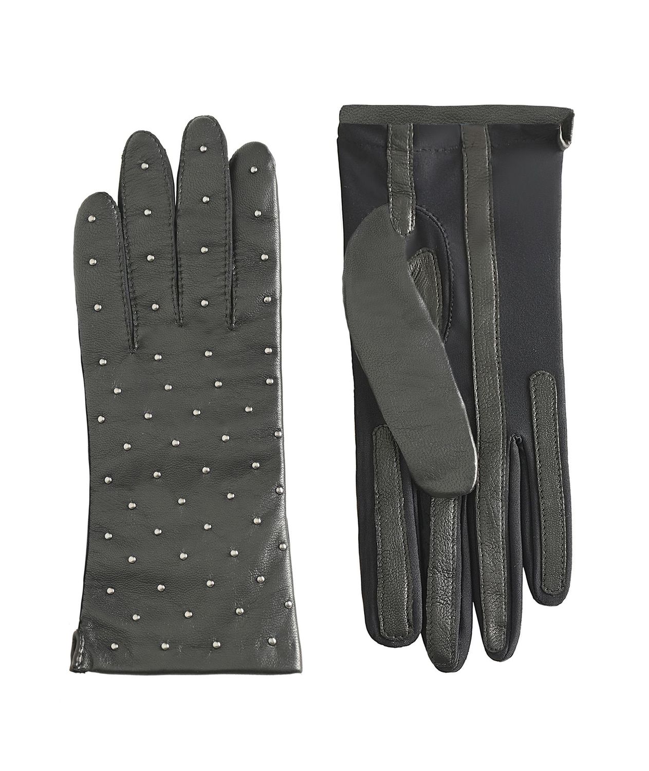 MANELLA Gloves - Black Nappa Leather with Gunmetal Studs