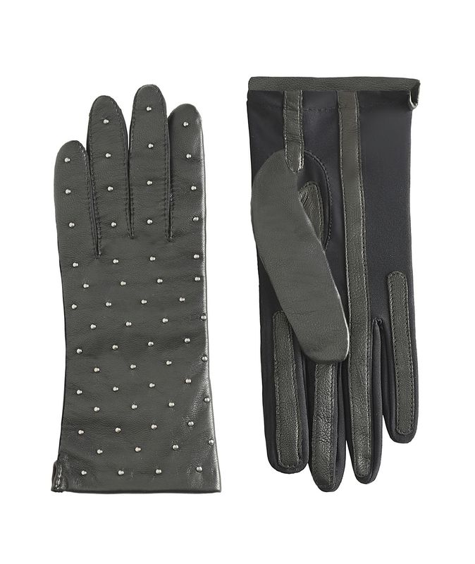 MANELLA Gloves - Black Nappa Leather with Gunmetal Studs