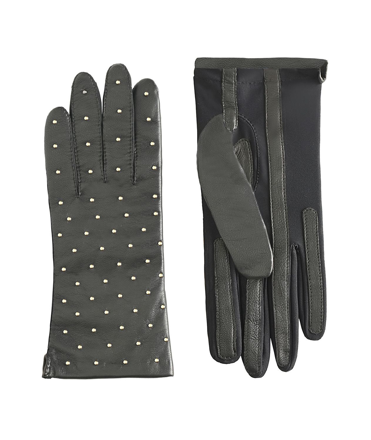 MANELLA Gloves - Black Nappa Leather with Gold Studs