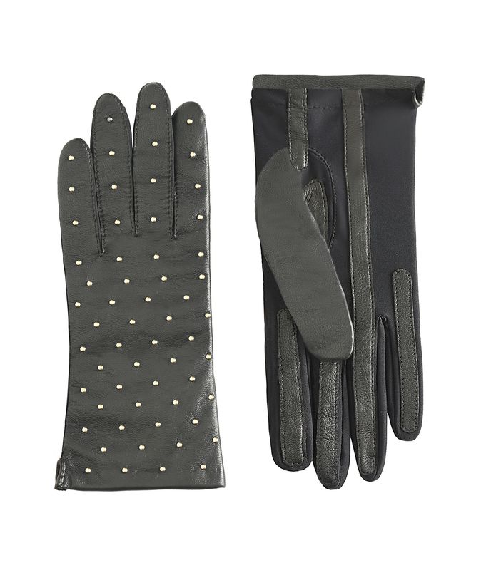 MANELLA Gloves - Black Nappa Leather with Gold Studs
