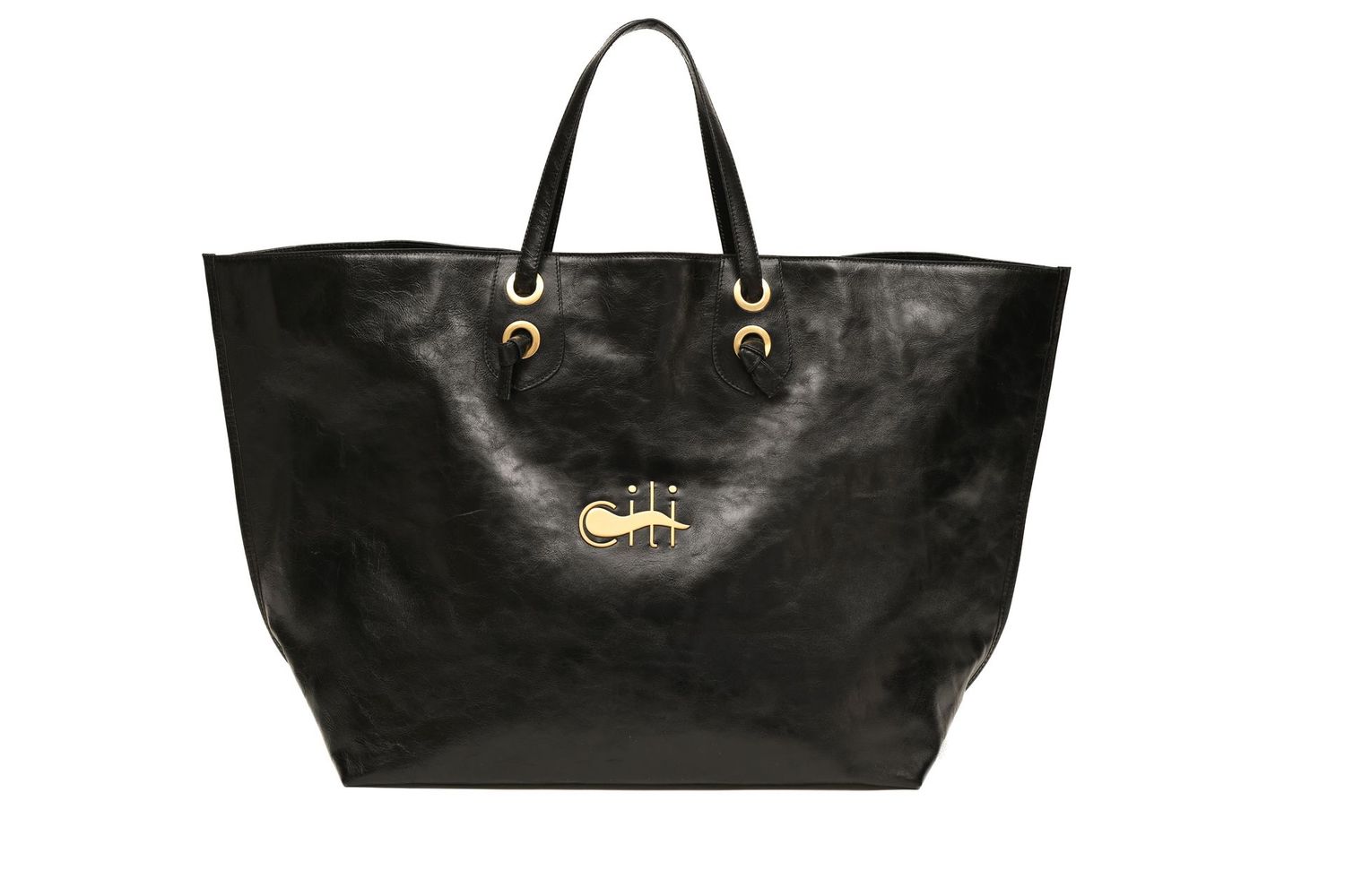 MAREA  - Maxi Tote Bag Black Vitellino Gleam Leather