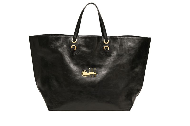 MAREA  - Maxi Tote Bag Black Vitellino Gleam Leather