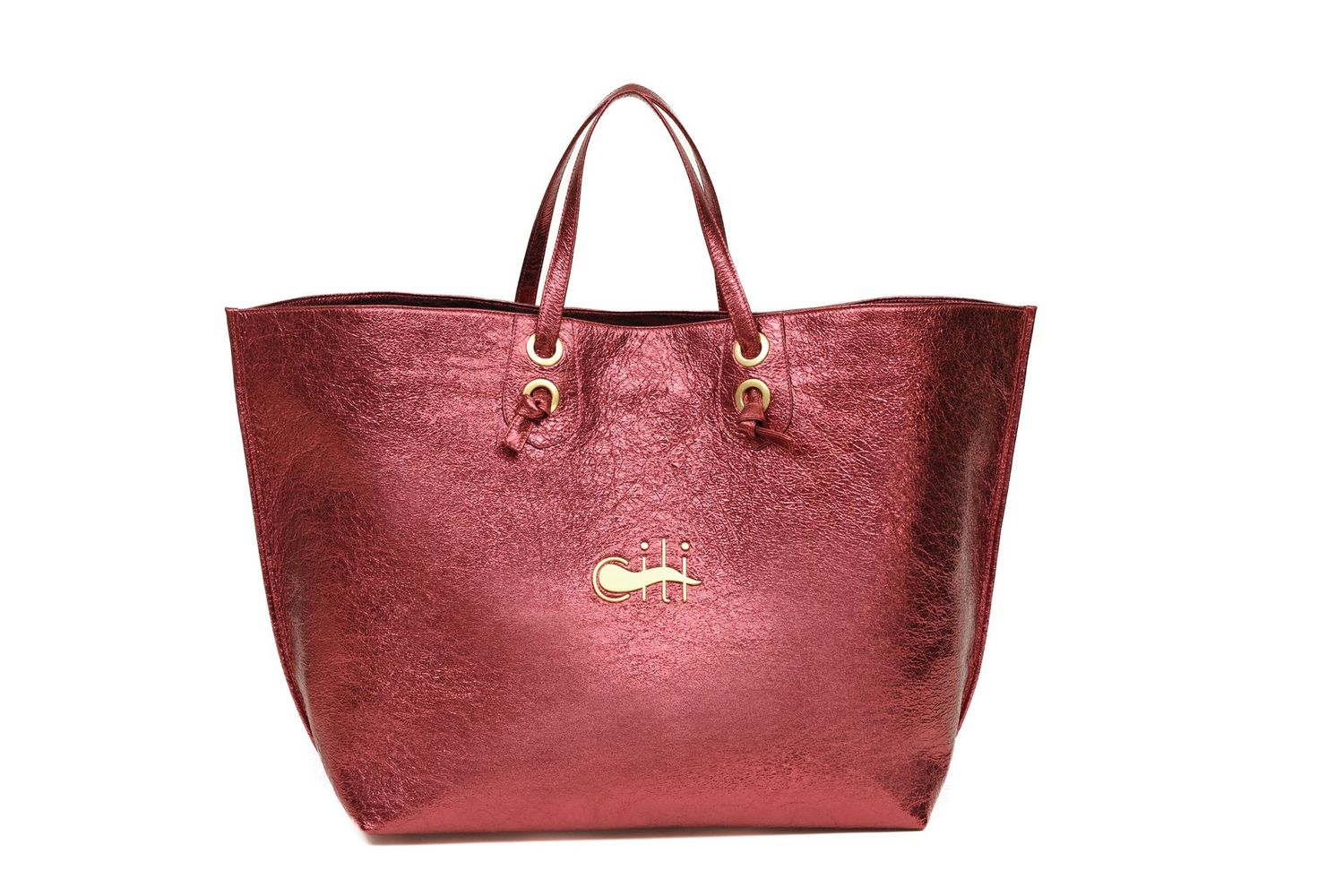 MAREA – Maxi Tote Bag Burgundy Metallic Glassy Cracked Skin Leather MAREA – Maxi Tote Bag Burgundy Metallic Glassy Cracked Skin Leather