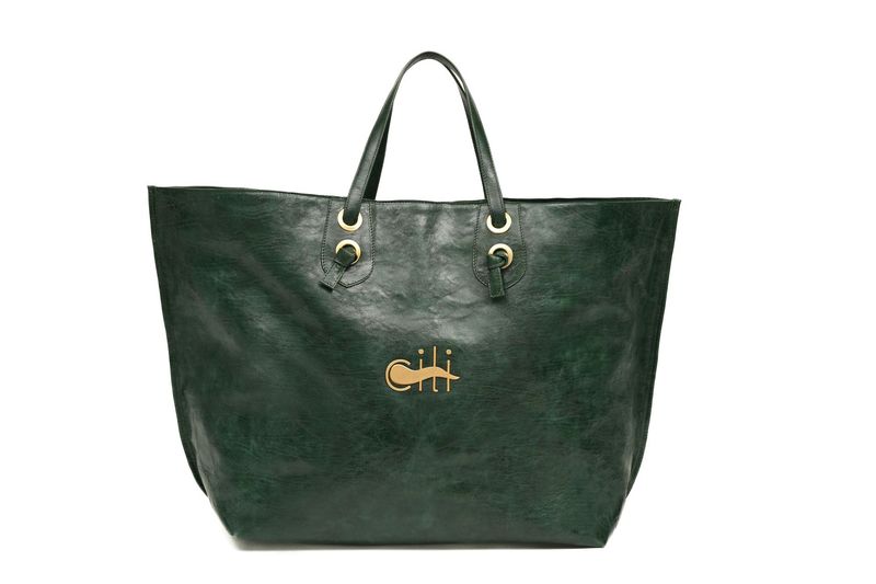 MAREA – Maxi Tote Bag Patina Green Vitellino Gleam Leather