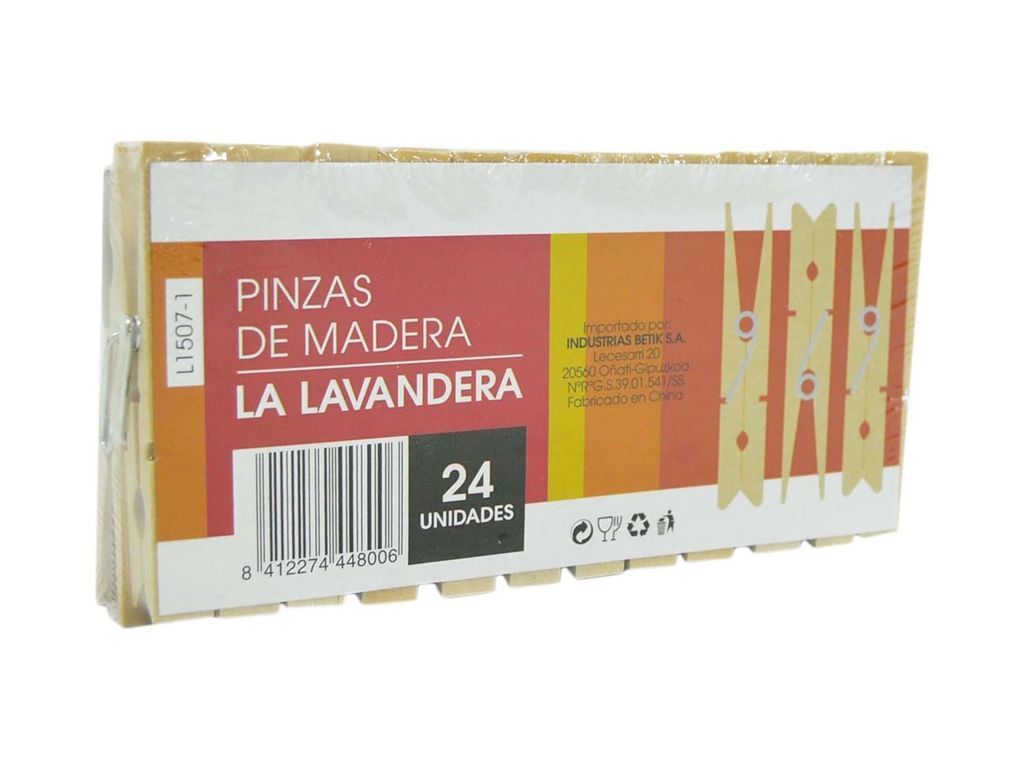 La Lavandera Pinzas De Madera 24 Unidades