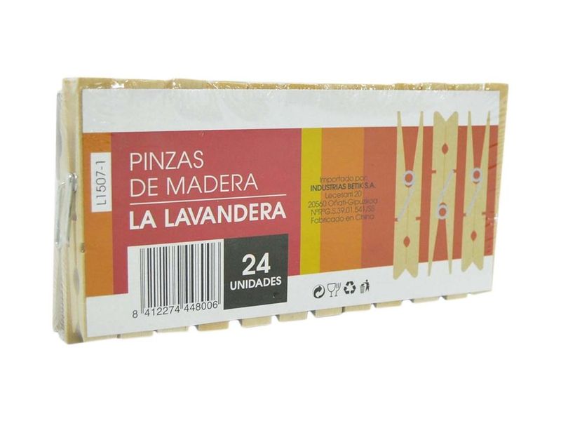 La Lavandera Pinzas De Madera 24 Unidades