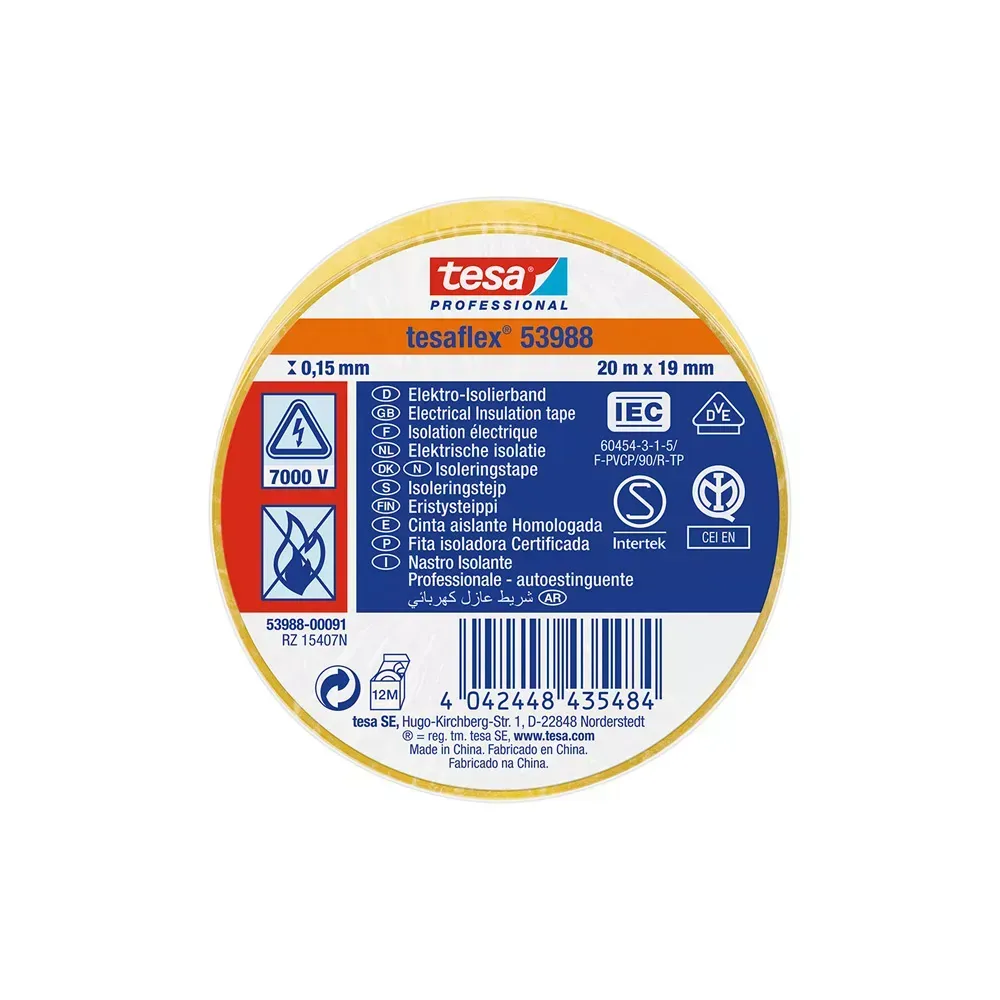 Tesa Cinta Aislante Amarilla 19mm x 20m
