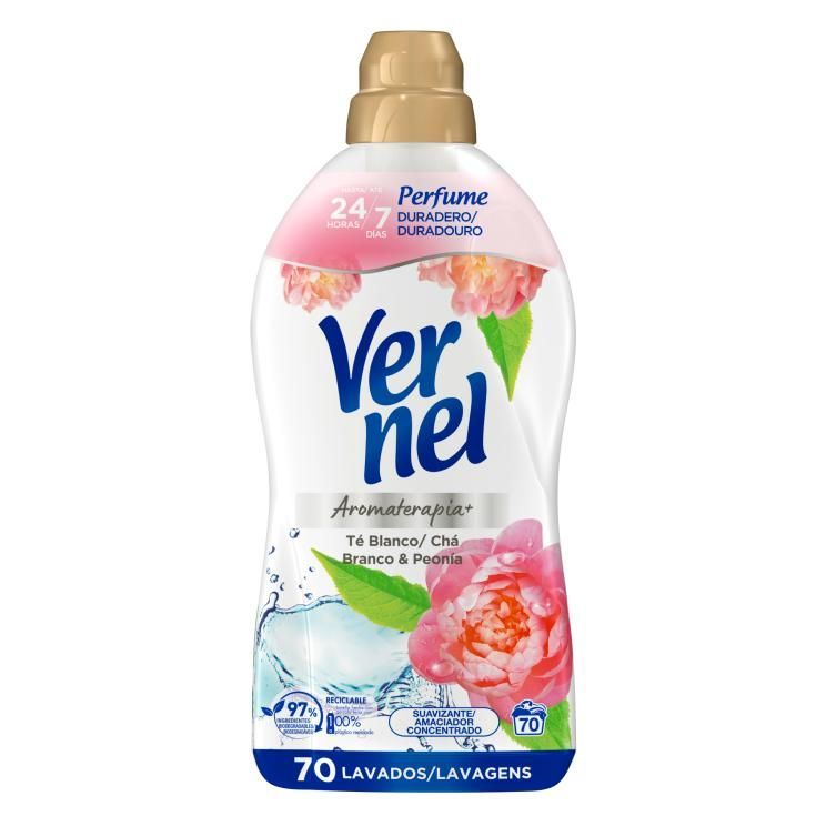 Vernel Suavizante  Aromaterapia Té Blanco & Peonía 60 Lavados
