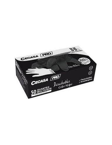 Cegasa Guantes Nitrilo Negros Sin Polvo Caja 100 Unidades Talla S