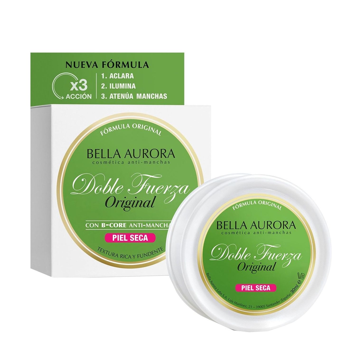 ​Bella Aurora Crema Facial Anti-manchas Doble Fuerza Piel Seca 30ml