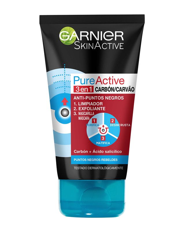 Garnier Pure Active Gel Limpiador de Poros y  Exfoliante Facial Con Carbón Activo 150ml