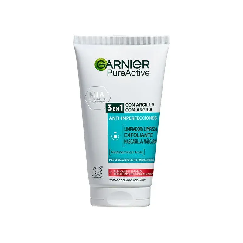 Garnier Pure Active Gel Limpiador Exfoliante con Arcilla 150ml