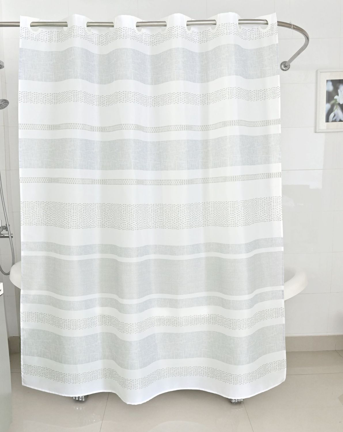 Dintex Cortina Textil Baño Beige Anilla Fácil 180x200 cm