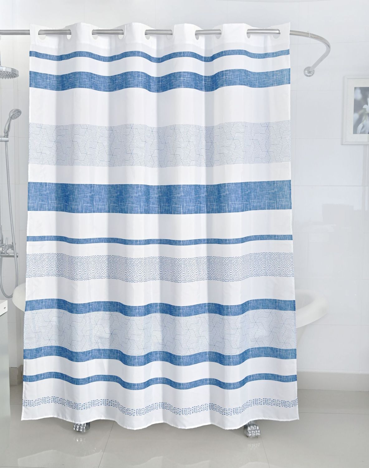 Dintex Cortina Textil Baño Azul Anilla Fácil 180x200 cm