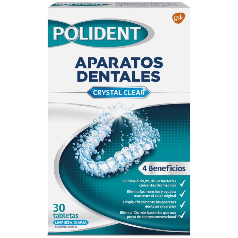 Polident Limpieza de Aparatos Dentales 30 Pastillas