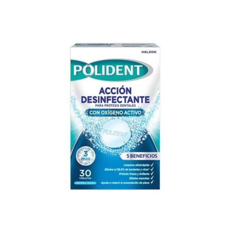 Polident  Para Limpieza de Prótesis Dentales 30 Pastillas