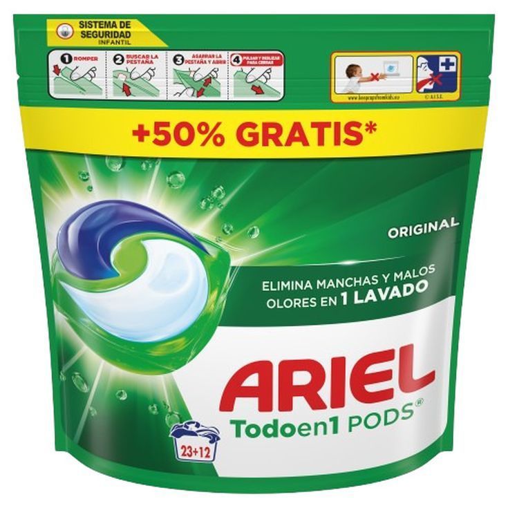 Ariel todo en 1 pods 23+12 lavados